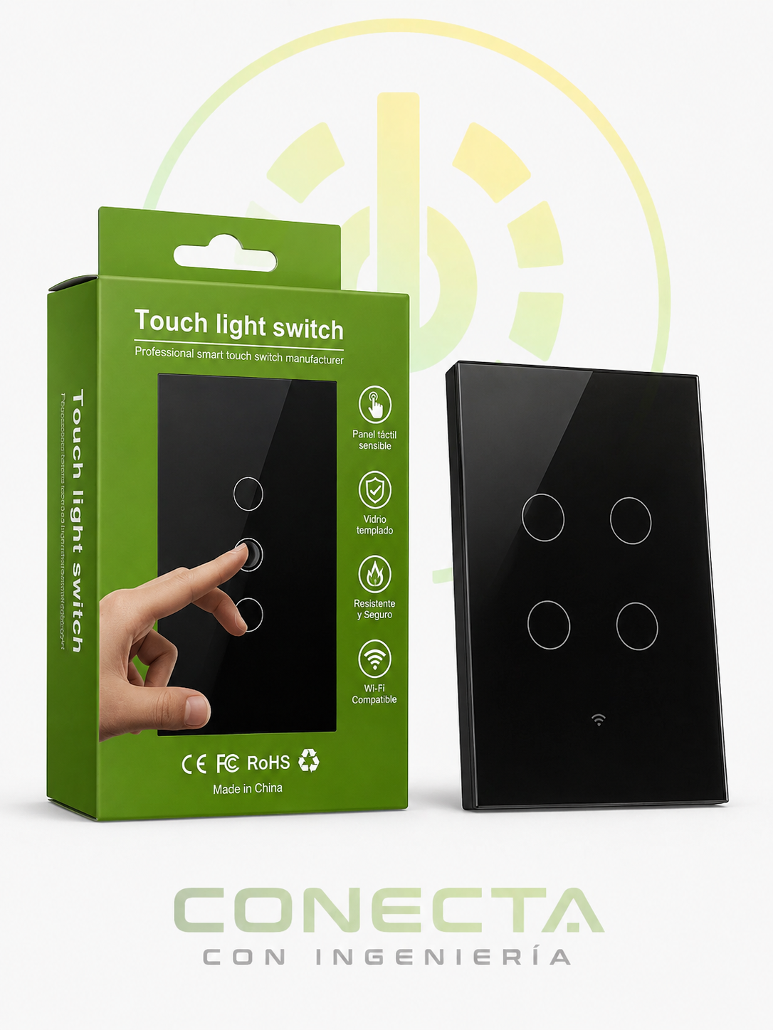 INTERRUPTOR INTELIGENTE | CUADRUPLE | NEGRO & BLANCO
