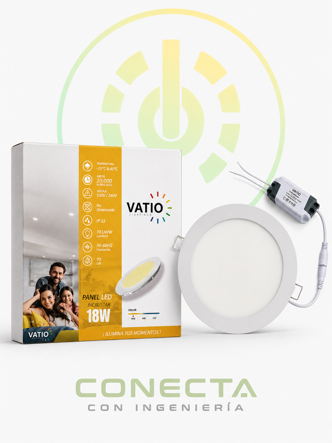 PANEL LED  INCRUSTAR | 18 W | 100V - 240V | LUZ CALIDA