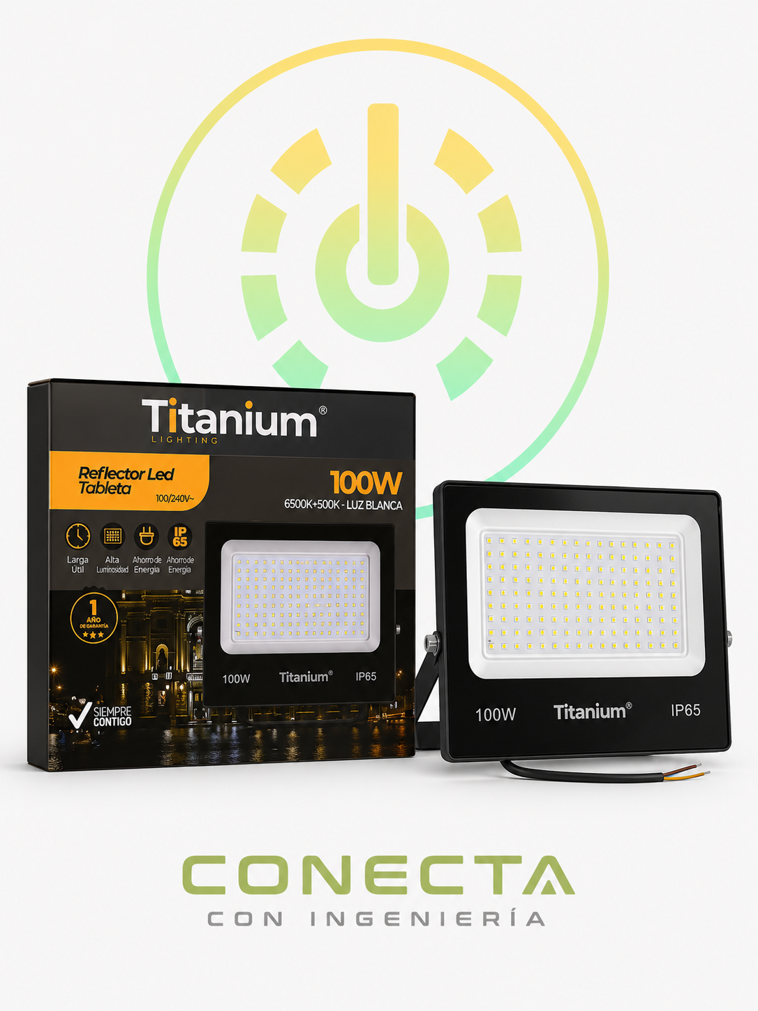 REFLECTOR LED | 100W| 100 - 240V- | LUZ BLANCA | TITANIUM