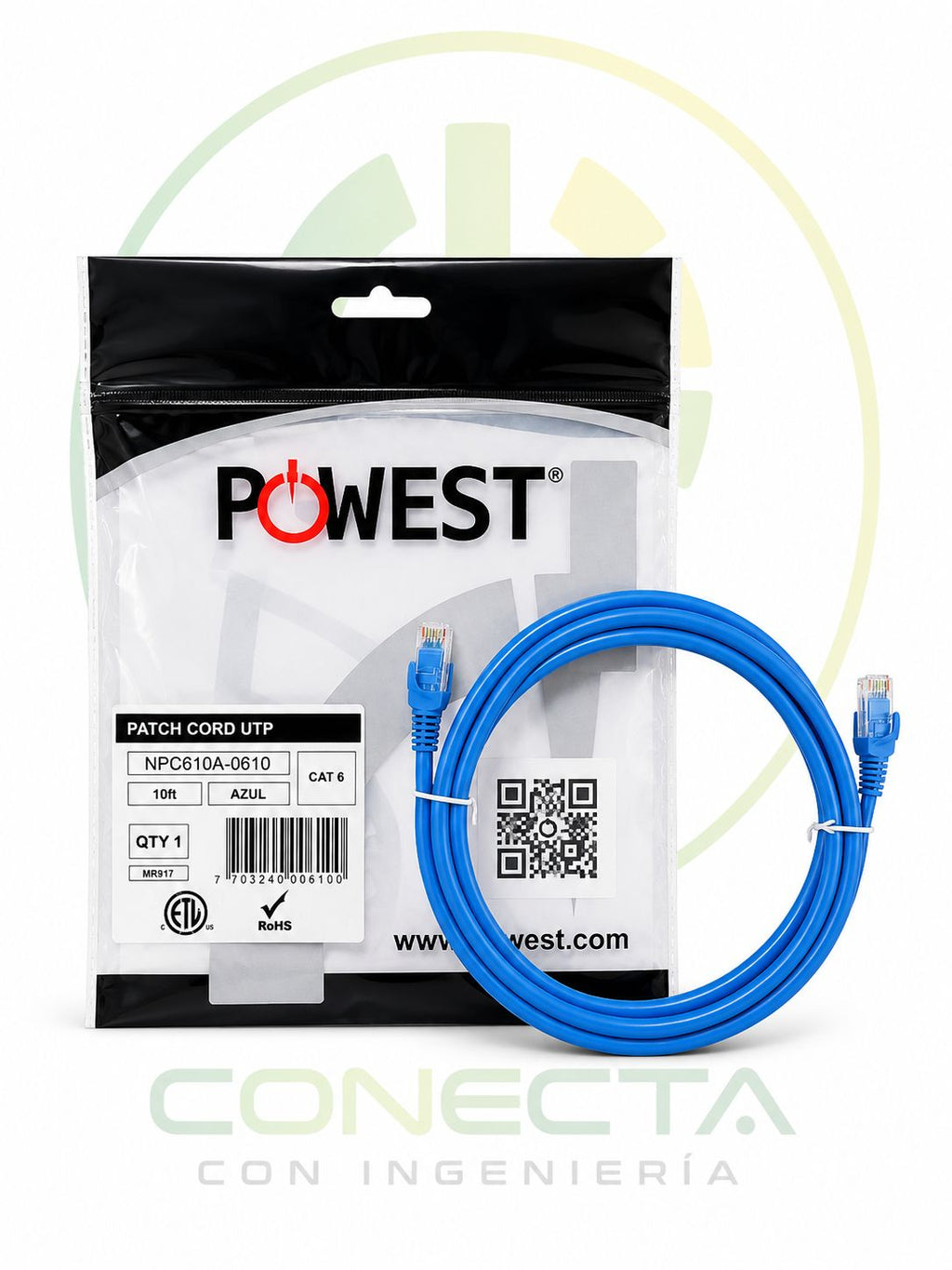 PATCH CORD UTP CAT 6 10FT AZUL