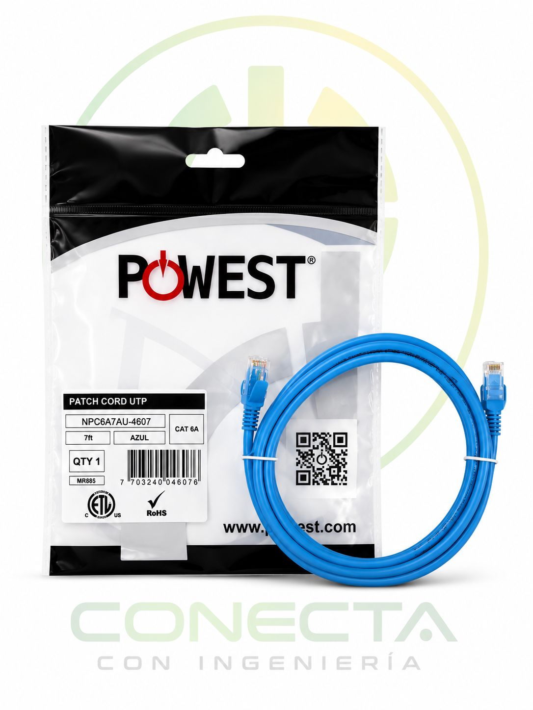 PATCH CORD UTP CAT 6A 7FT AZUL