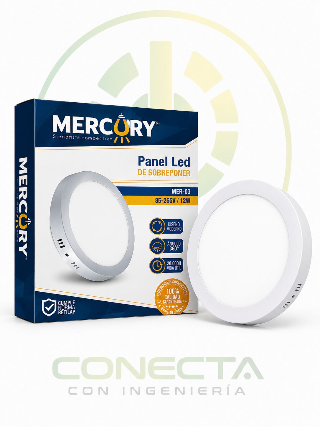 PANEL LED REDONDO "DE SOBREPONER" 12W