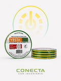 Cinta PVC | Aislante Electrico | Verde Con Amarillo | 20 YDS | 80° Temp. MAX