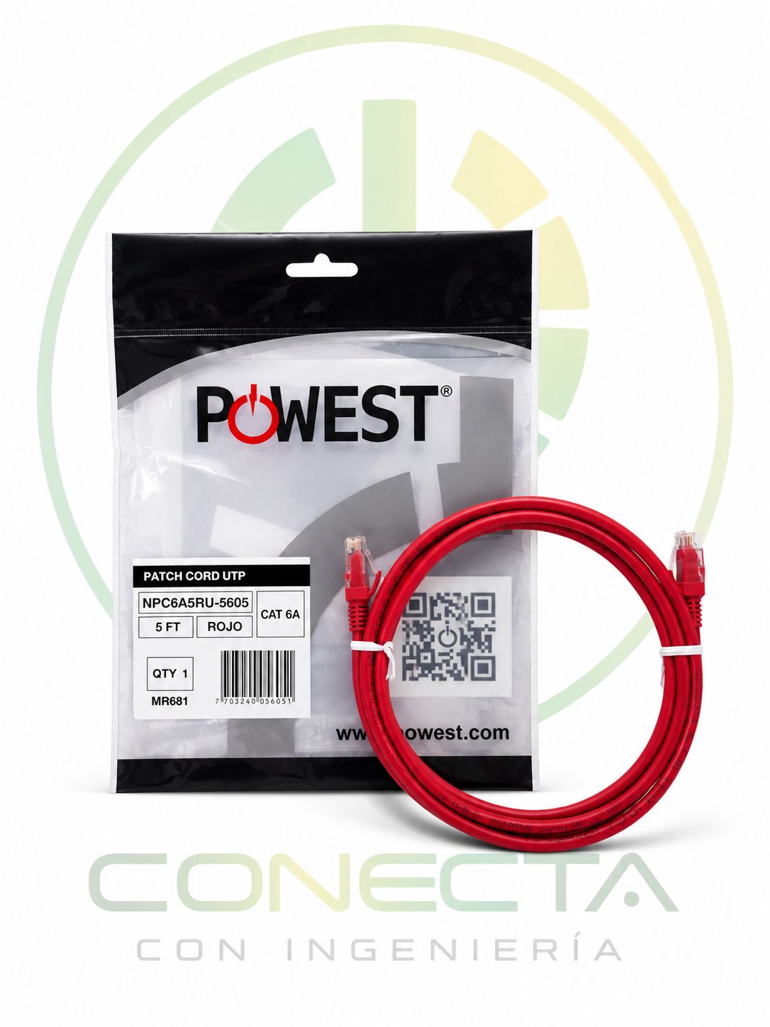 PATCH CORD UTP CAT 6A 5FT ROJO
